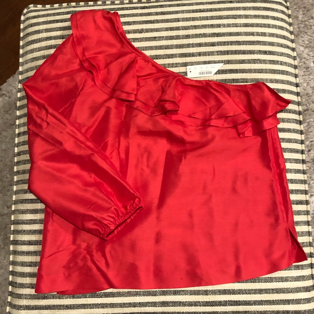 J. Crew silk shantung top- POPPY